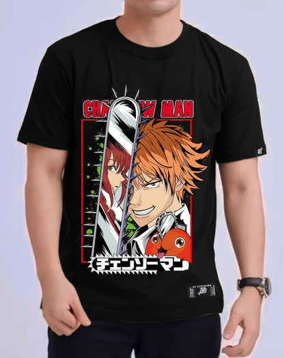 CHAINSAW MAN "DENJI X MAKIMA" ROUND NECK REGULAR FIT ANIME PREMIUM DESIGN