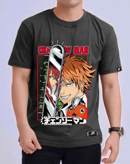 CHAINSAW MAN "DENJI X MAKIMA" ROUND NECK REGULAR FIT ANIME PREMIUM DESIGN