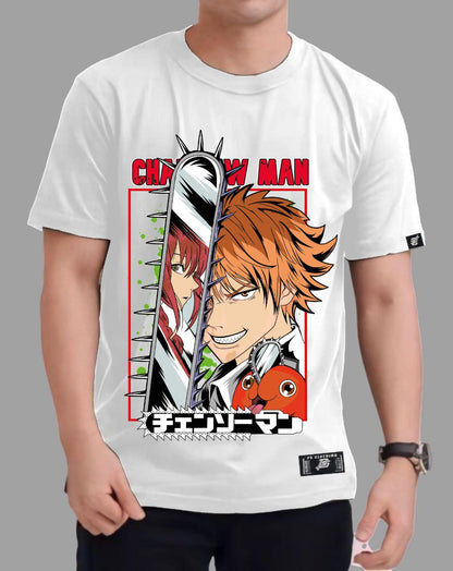 CHAINSAW MAN "DENJI X MAKIMA" ROUND NECK REGULAR FIT ANIME PREMIUM DESIGN