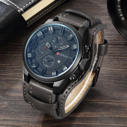 CURREN Mens Professional Watches Waterproof Luxury Leather Sport Military Men Wristwatch