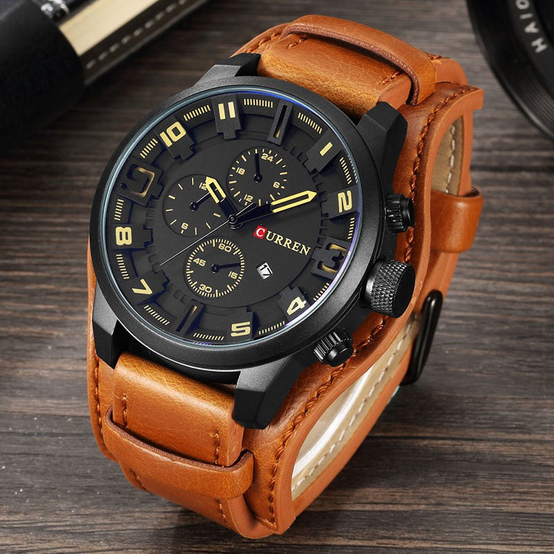 CURREN Mens Professional Watches Waterproof Luxury Leather Sport Military Men Wristwatch