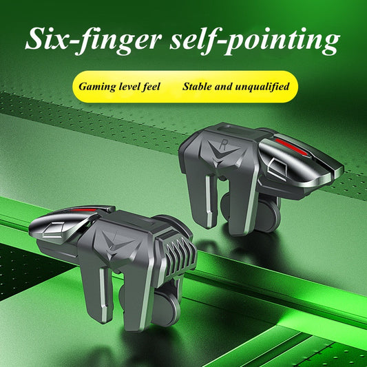 G21 Mobile Game 6 Finger Trigger for PUBG Phone Gaming Controller Alloy Gamepad Joystick Aim Shooting L1 R1 Key Button