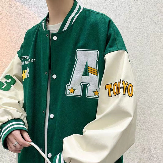 Aesthetic jacket for men Korean style casual vintage jacket "GREEN"